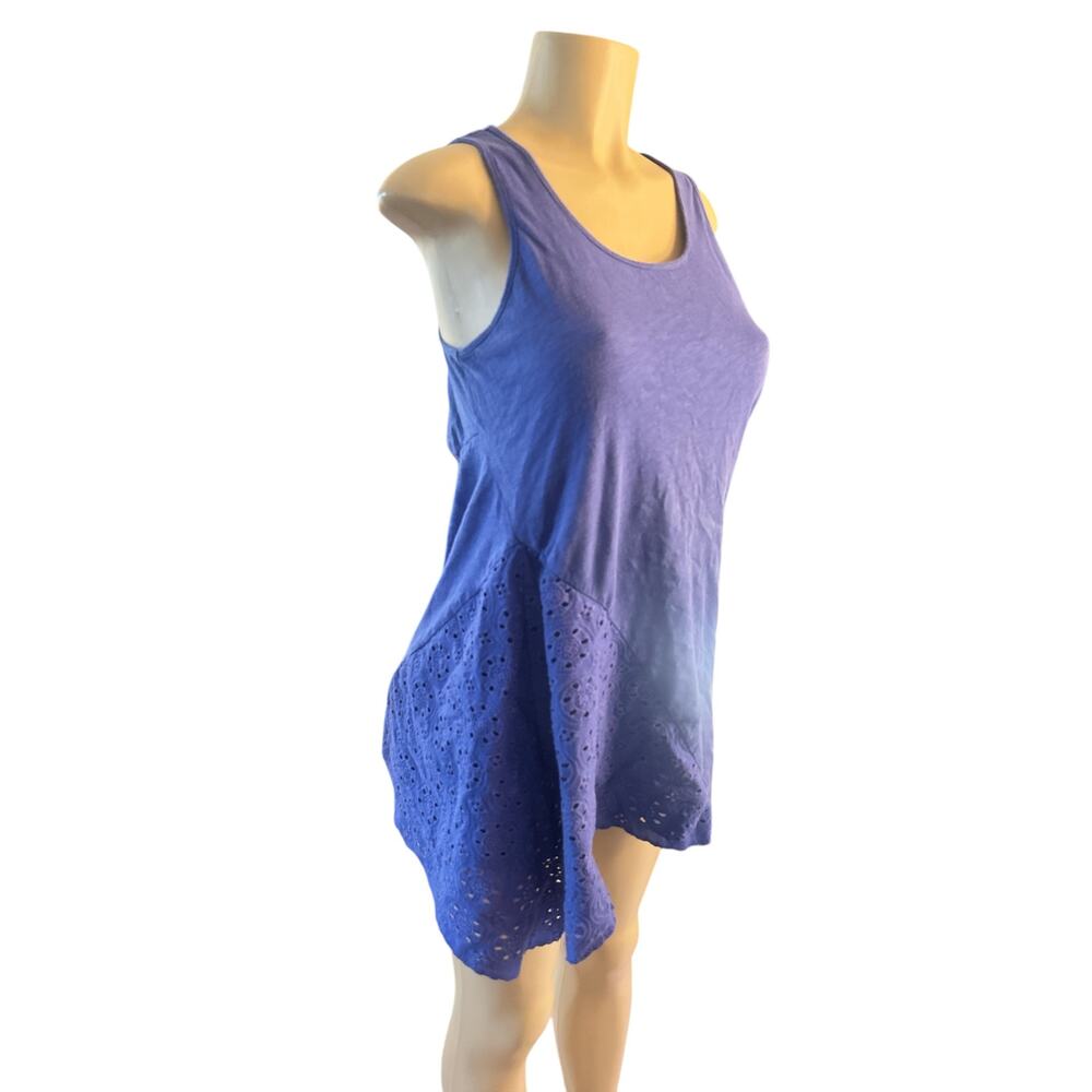 M Anthropologie Leifnotes Eyelet Swept Skylar Blue Tunic Tank Top Asymmetrical